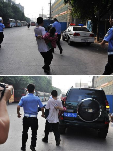 警察接力送女生就医。