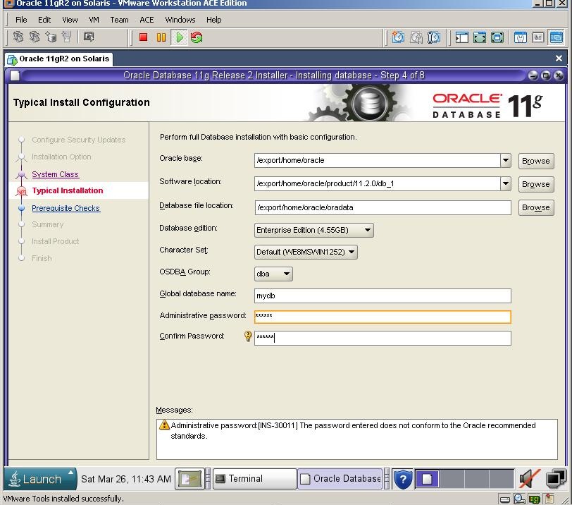 Solaris ϵͳ�ϰ�װOracle11g R2��WebLogic10.3.0.0