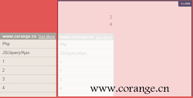 点击展示隐藏菜单,动画效果,半透明,支持所有浏览器