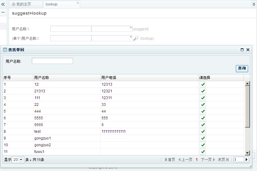 DWZ (JUI) 课程 DWZ LookUp Suggest 教程