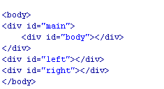 margin负值法HTML代码部分 转:三种3栏网页宽度自适应布局方法
