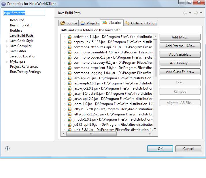 ����MyEclipse����Web Service��Xfire��ܣ�
