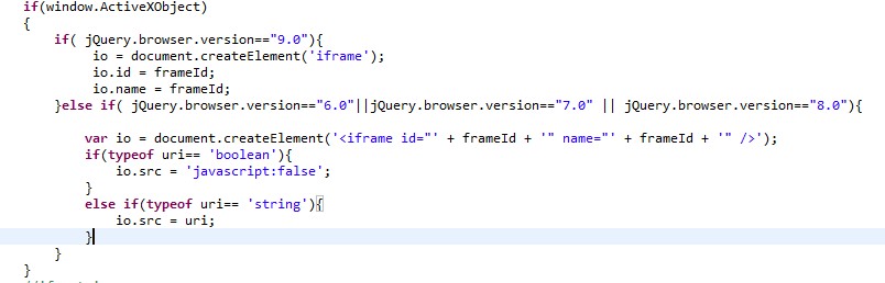 jQuery ajaxFileUpload.js 插件 ie9 上bug 修复