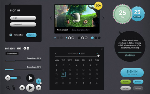 免费骨材: 4套超棒的免费ui套件