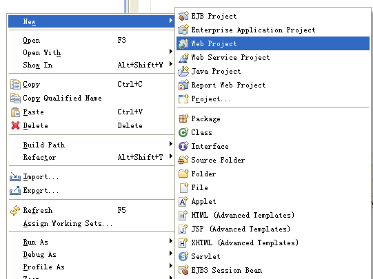 ��������Web Project, Dynamic Web Project, Tomcat Project