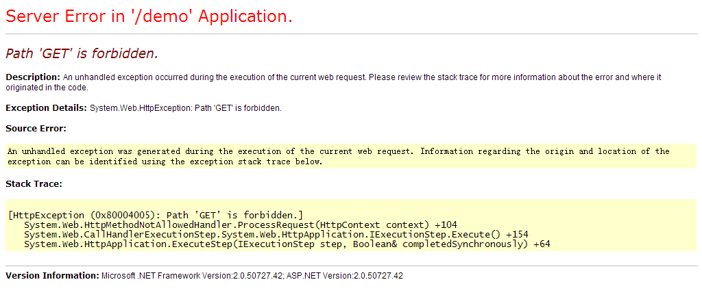 打开asp页面出现【Path 'GET' is forbidden.】异常 这是咋回事