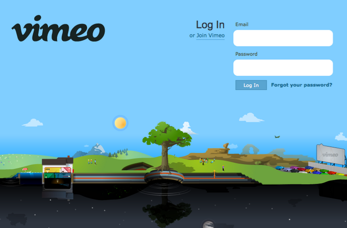 vimeo 界面设计:登录与登记