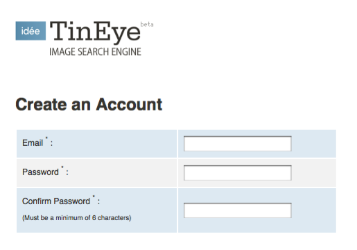 tineye 界面设计:登录与登记