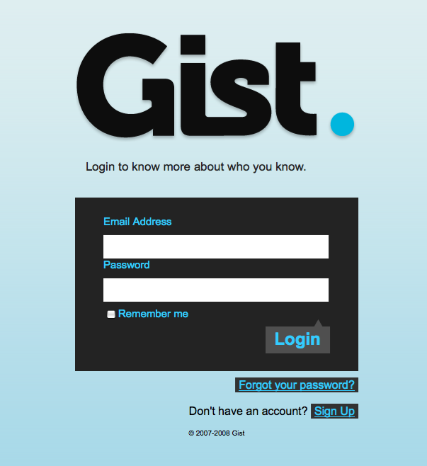 gist 界面设计:登录与登记