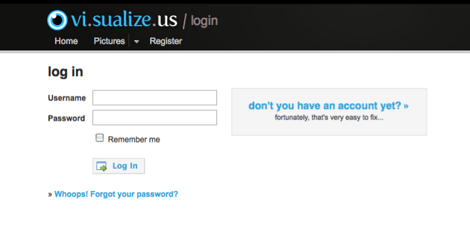 visualizeus 界面设计:登录与登记