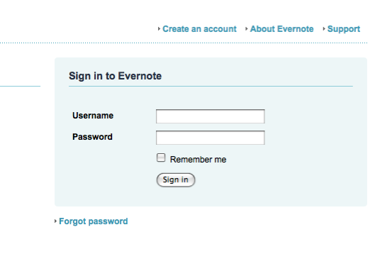 evernote 界面设计:登录与登记