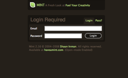 haveamint 界面设计:登录与登记