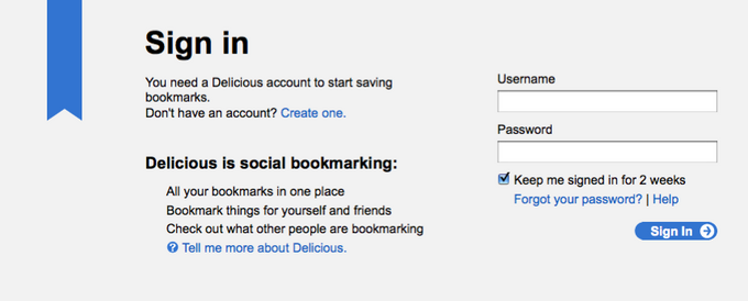 delicious 界面设计:登录与登记