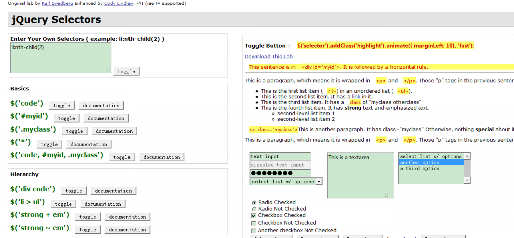 jQuery Selectors Lab ߪ��jQueryѡ����ˮƽ