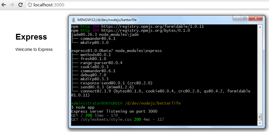 ��WindowsӦ��NodeJs��Web Framework:Express������վ
