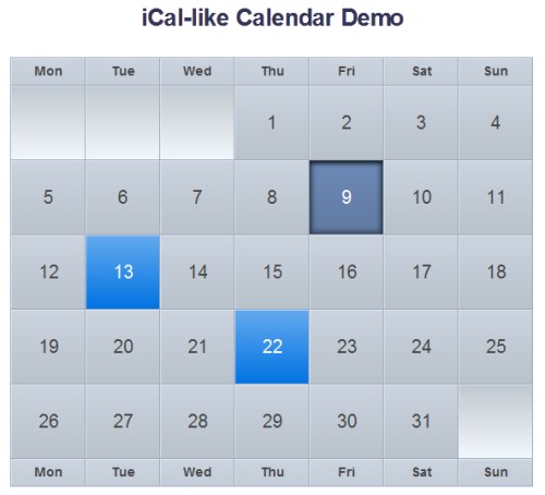 Astonishing iCal-like Calendar Jquery的一些年历控件推荐
