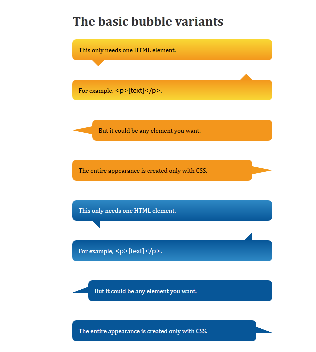 用纯css3跟html制作一些泡沫对话框