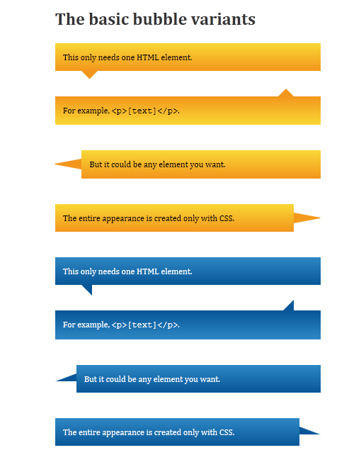 用纯css3跟html制作一些泡沫对话框