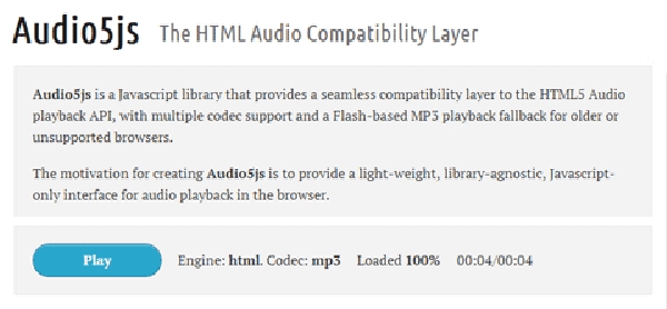 发源:跨浏览器的HTML5 Audio解决方案 - Audio5js