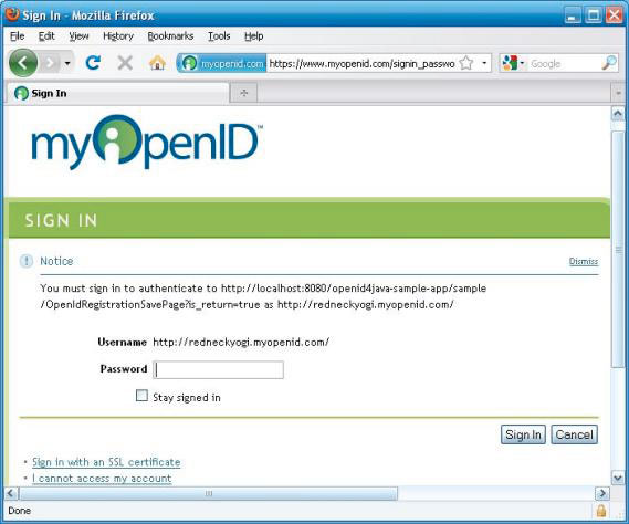 ���� Java Web Ӧ�ó���� OpenID