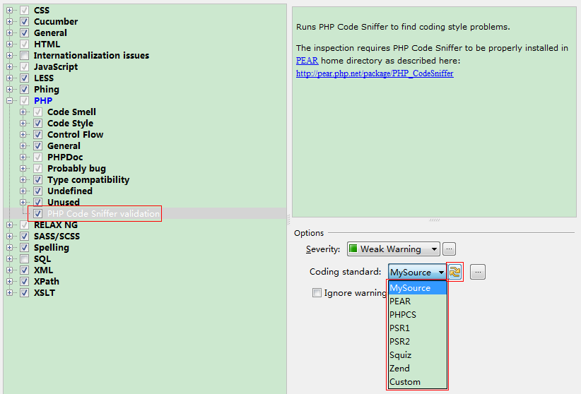 Windows装配PHP CodeSniffer，并在PHPStorm中使用