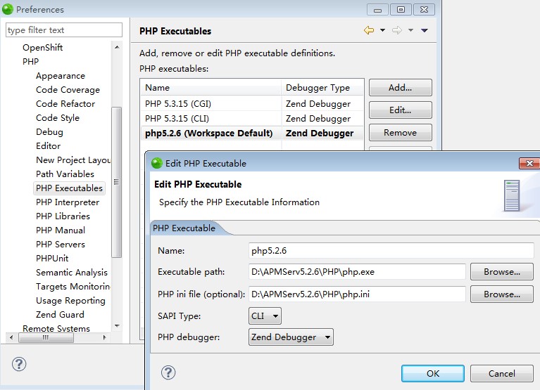 PHPԻ䱸-windows + zend studio + ApmServ + zend debugger