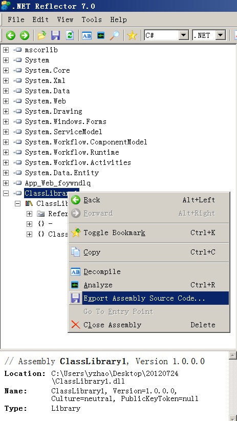 使用.NET Reflect7.0反编译工具