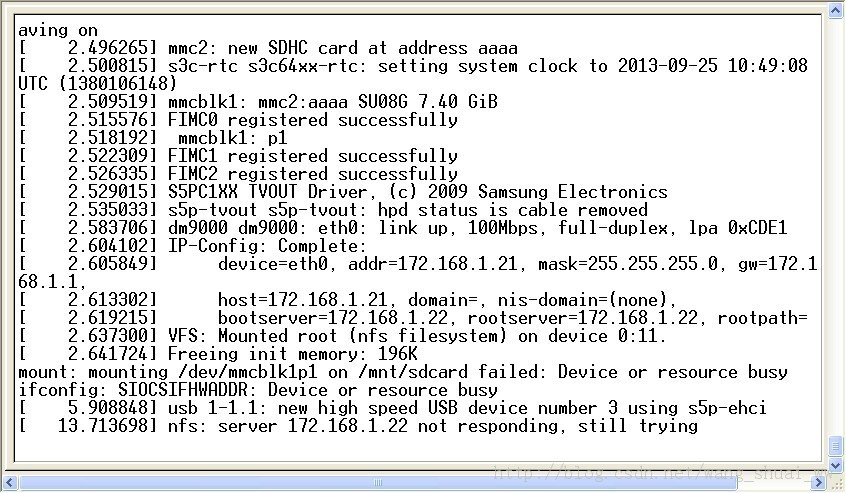 nfs:server 172.168.1.22 not responding,still trying�й��������취  ƽ̨ΪRealARM 210ƽ̨