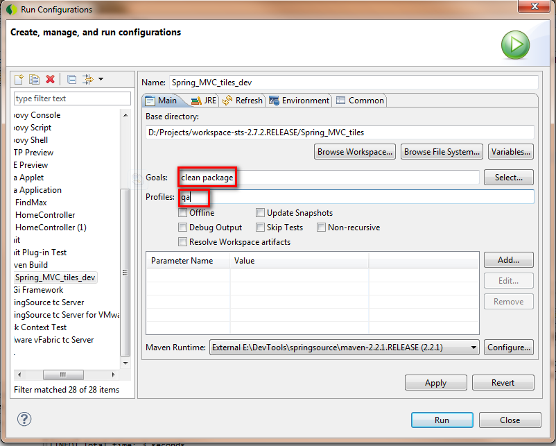 在Spring STS中运用Maven对不同的部署环境打包