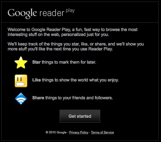 Google Reader今日发布了一个新的功能Google Reader Play