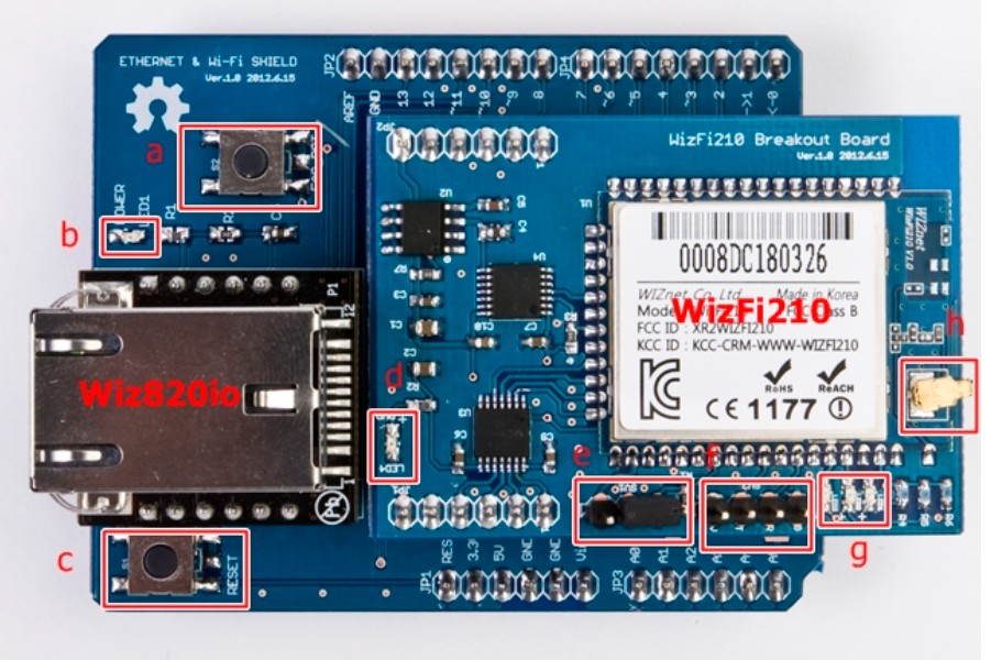 3 用以Arduino的无线网插板WizFi shield(基于WizFi210和WIZ820io,集以太网、WiFi扩展于一身)