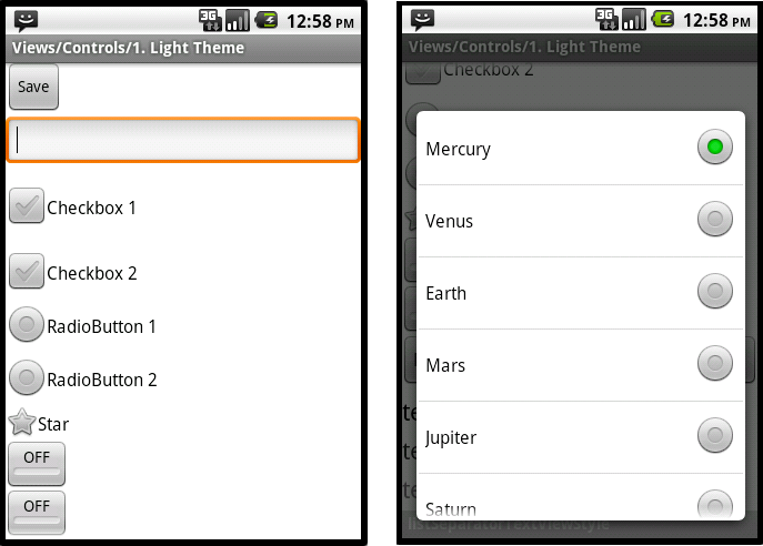 Android ApiDemosʾ(107):Views->Controls->1. Light Theme