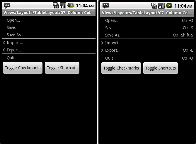 Android ApiDemosʾ(162):Views->Layouts->TableLayout->07. Column Collapse