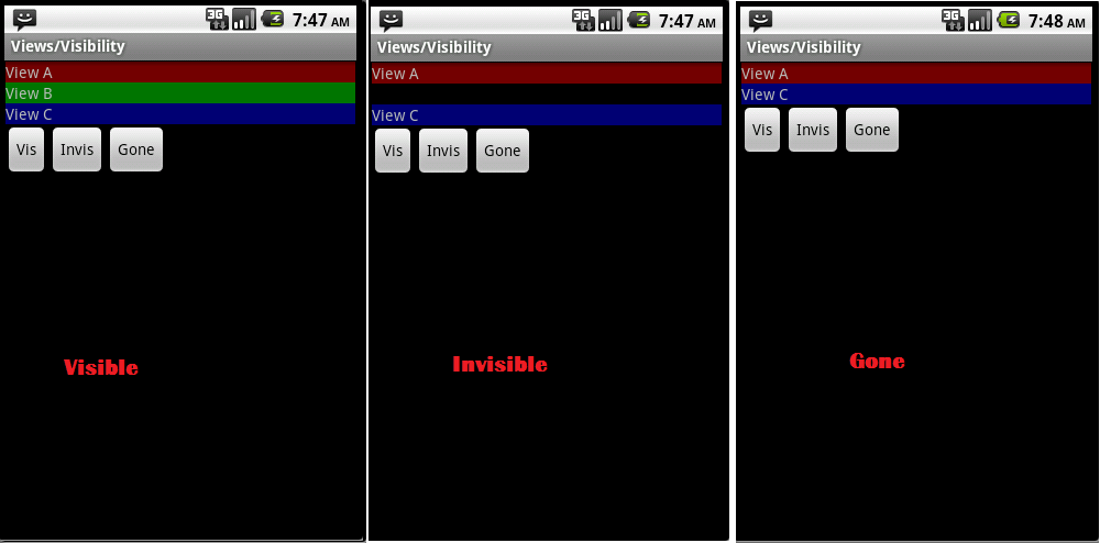 Android ApiDemosʾ(197):Views->Visibility
