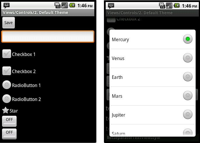 Android ApiDemosʾ(108):Views->Controls->2. Default Theme