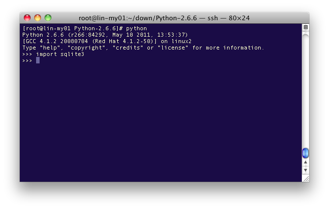 centos 5.5 python 2.4.3python 2.6.6sqlite3