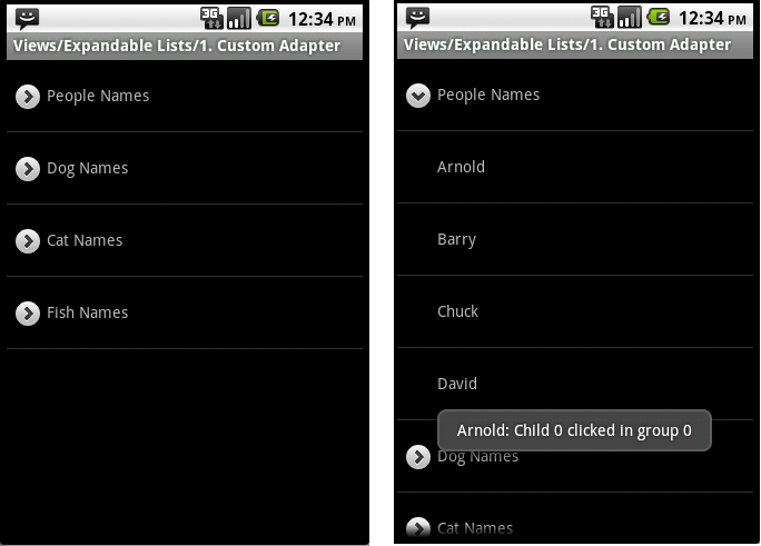 Android ApiDemosʾ(112):Views->Expandable Lists->1. Custom Adapter