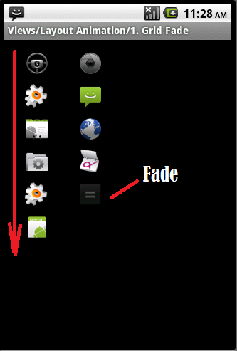 Android ApiDemosʾ(126):Views->Layout Animation->1.Grid Fade