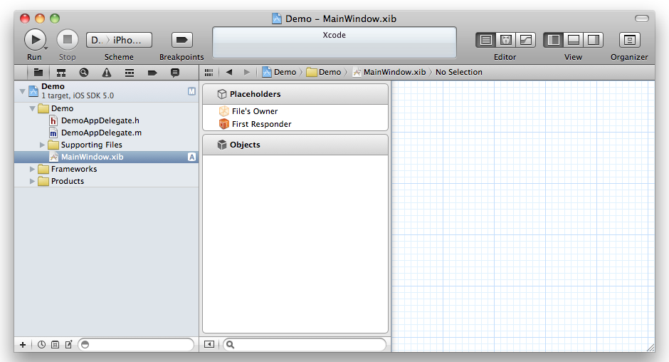 תݶiOSͼĲ(XCode4.2,Empty ApplicationûXIB/Storyboardļй)
