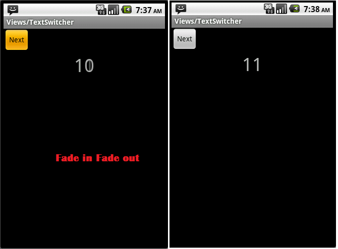 Android ApiDemosʾ(196):Views->TextSwitcher