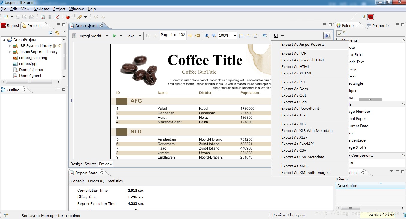 Java开源报表Jasper入门(2) - 使用JasperSoft Studio创建一个简单报表
