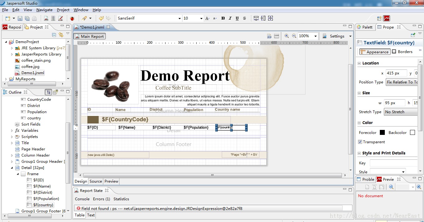 Java开源报表Jasper入门(2) - 使用JasperSoft Studio创建一个简单报表