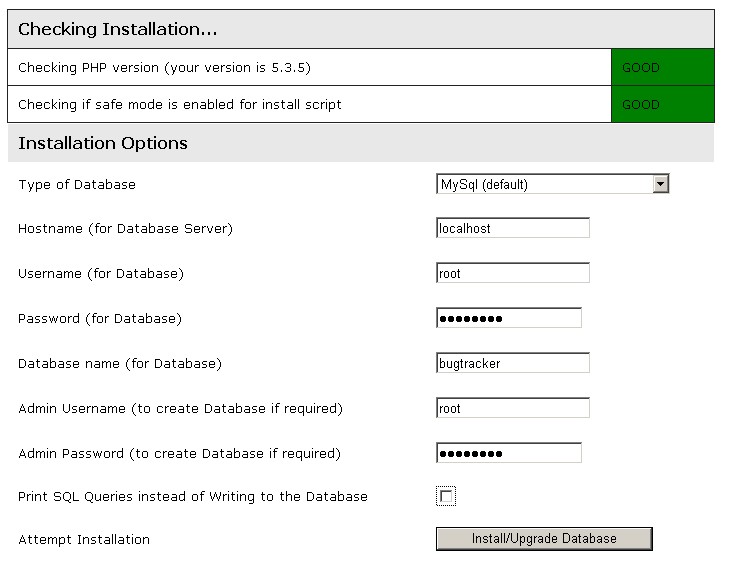 Mantis Bug Tracker 装配、配置说明