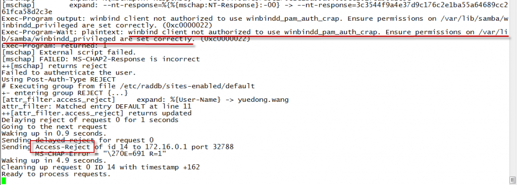 FreeRADIUS΢Ŀ¼֤ʱwinbind client not authorized to use winbindd_pam_auth_crapĽ취