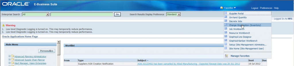 Oracle EBS¡Favoritesбʧ