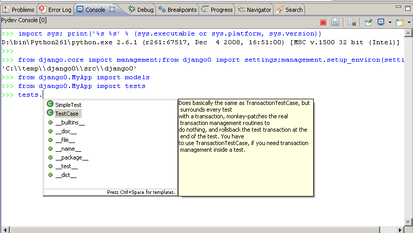 windowspydevDjango