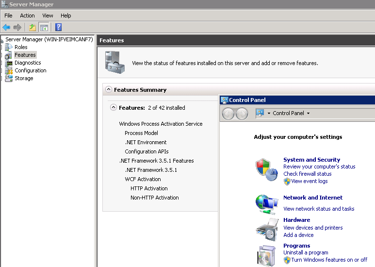 Windows2008 R2Turn Windows features on or offûð