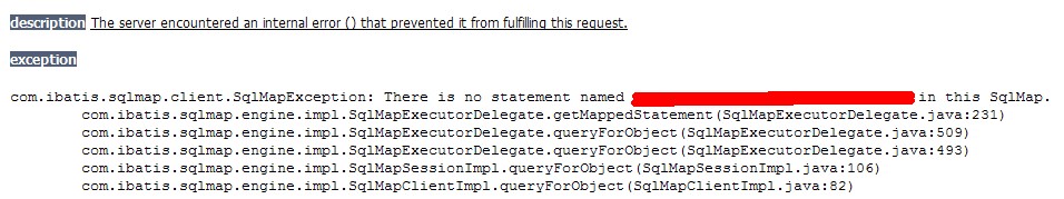 SSIб com.ibatis.sqlͼ.client.SqlMapException: There is no statement named XXX