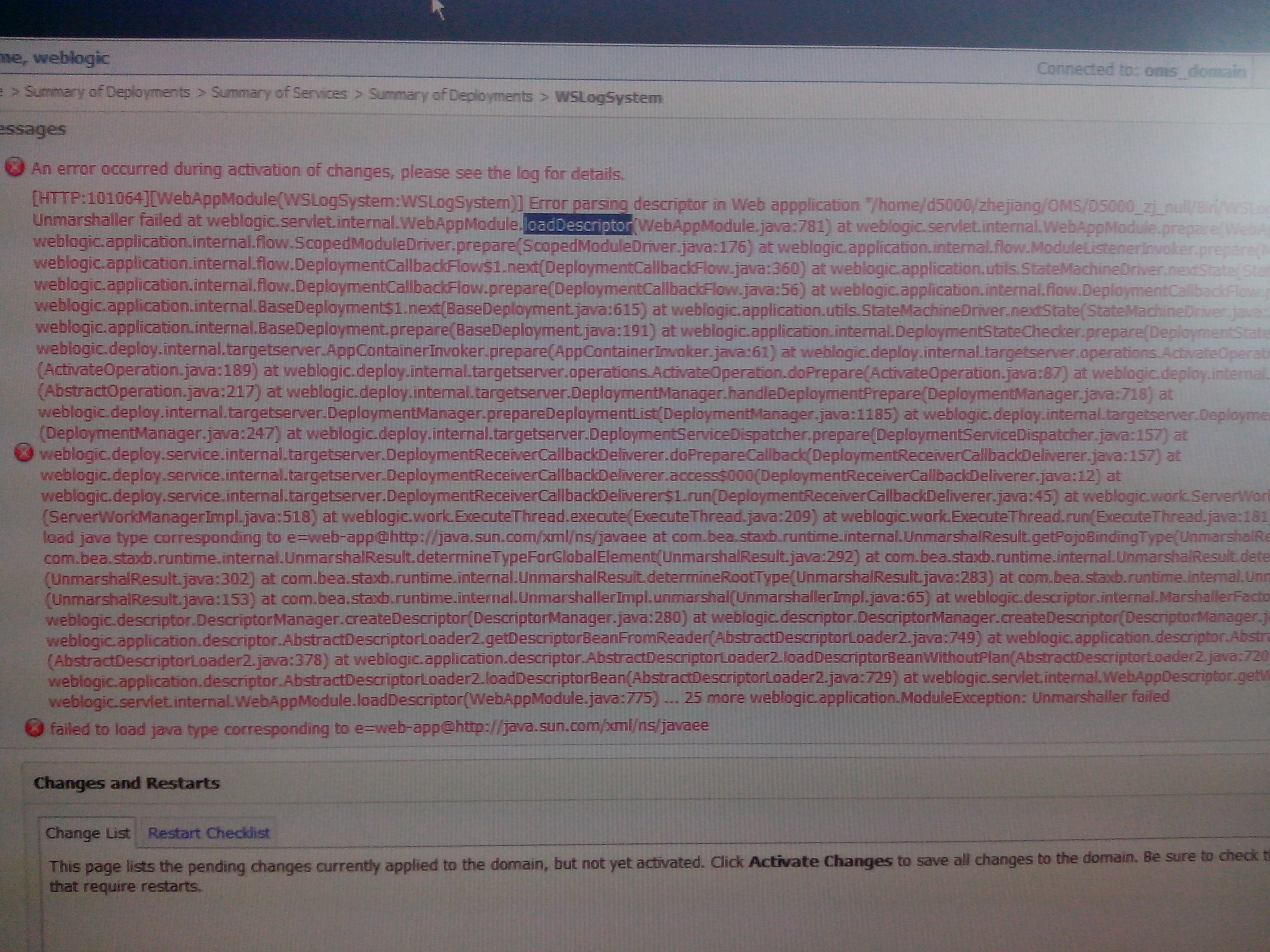 weblogic加载一个项目时失误,求大神指点,在tomcat上是正常的