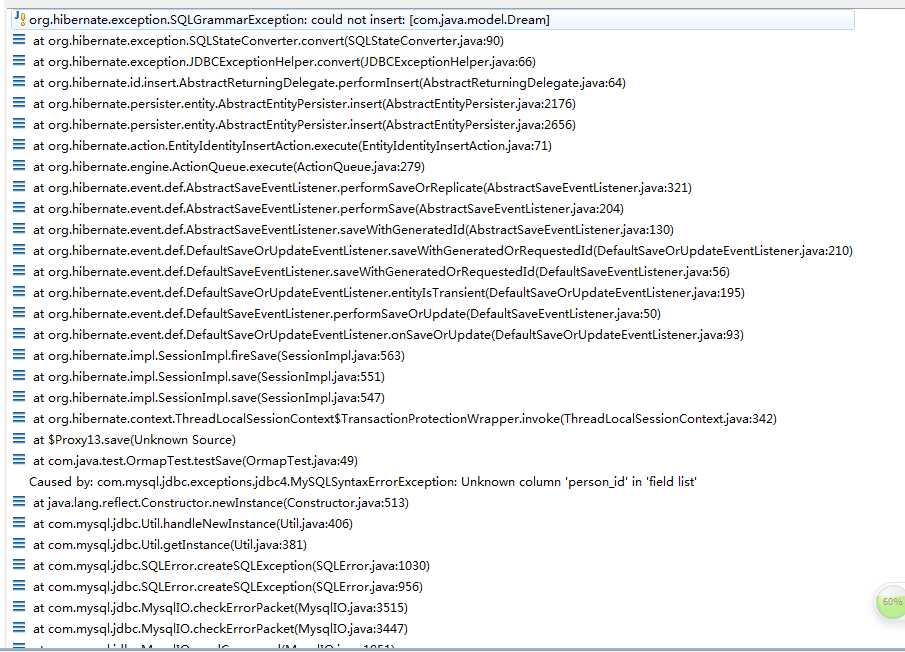 Hibernate SQLGrammarException